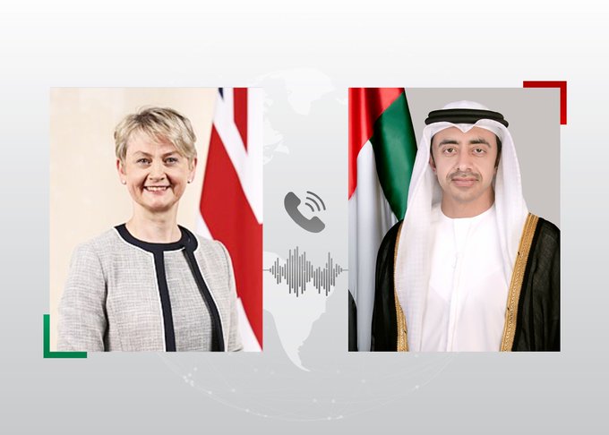 عبدالله بن زايد يناقش مع وزيرة خارجية بريطانيا الشراكة الاقتصادية وتطورات قضايا الإقليم